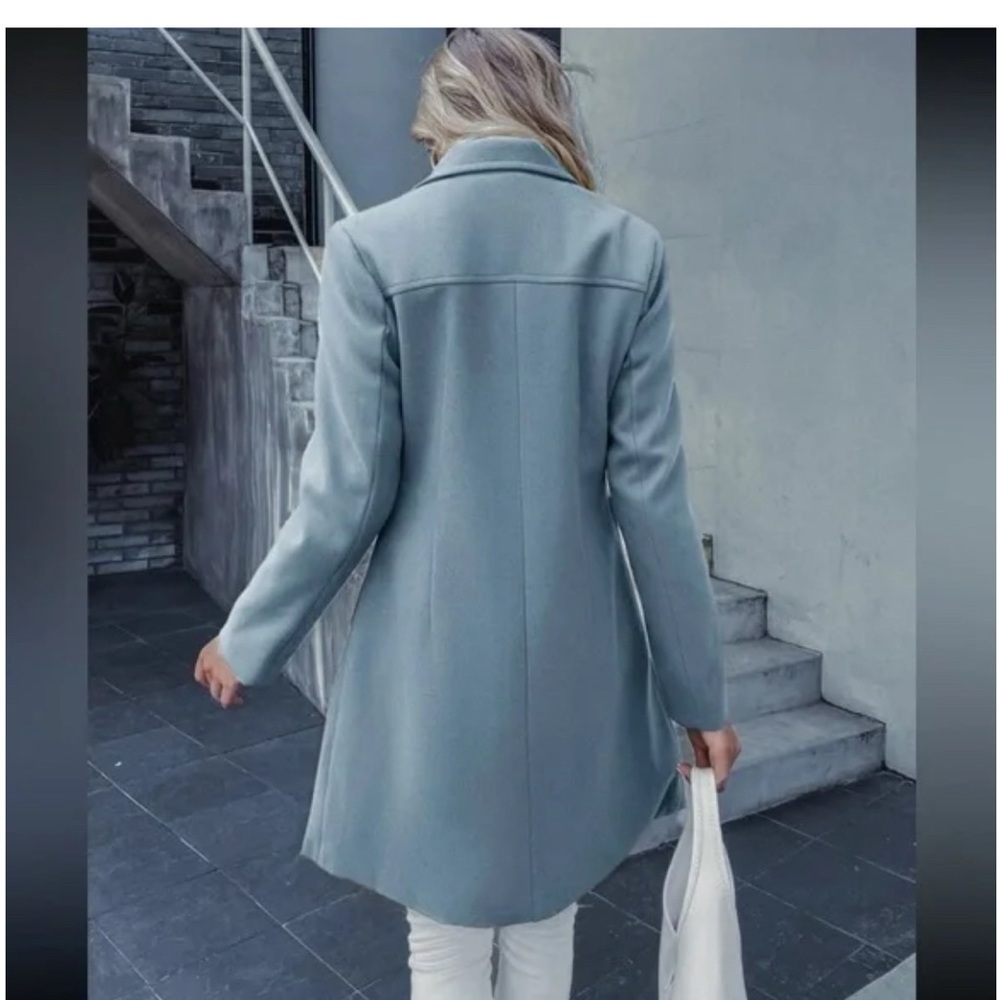 SHEIN Light Blue Double-Breasted Coat - Picture 3 of 6